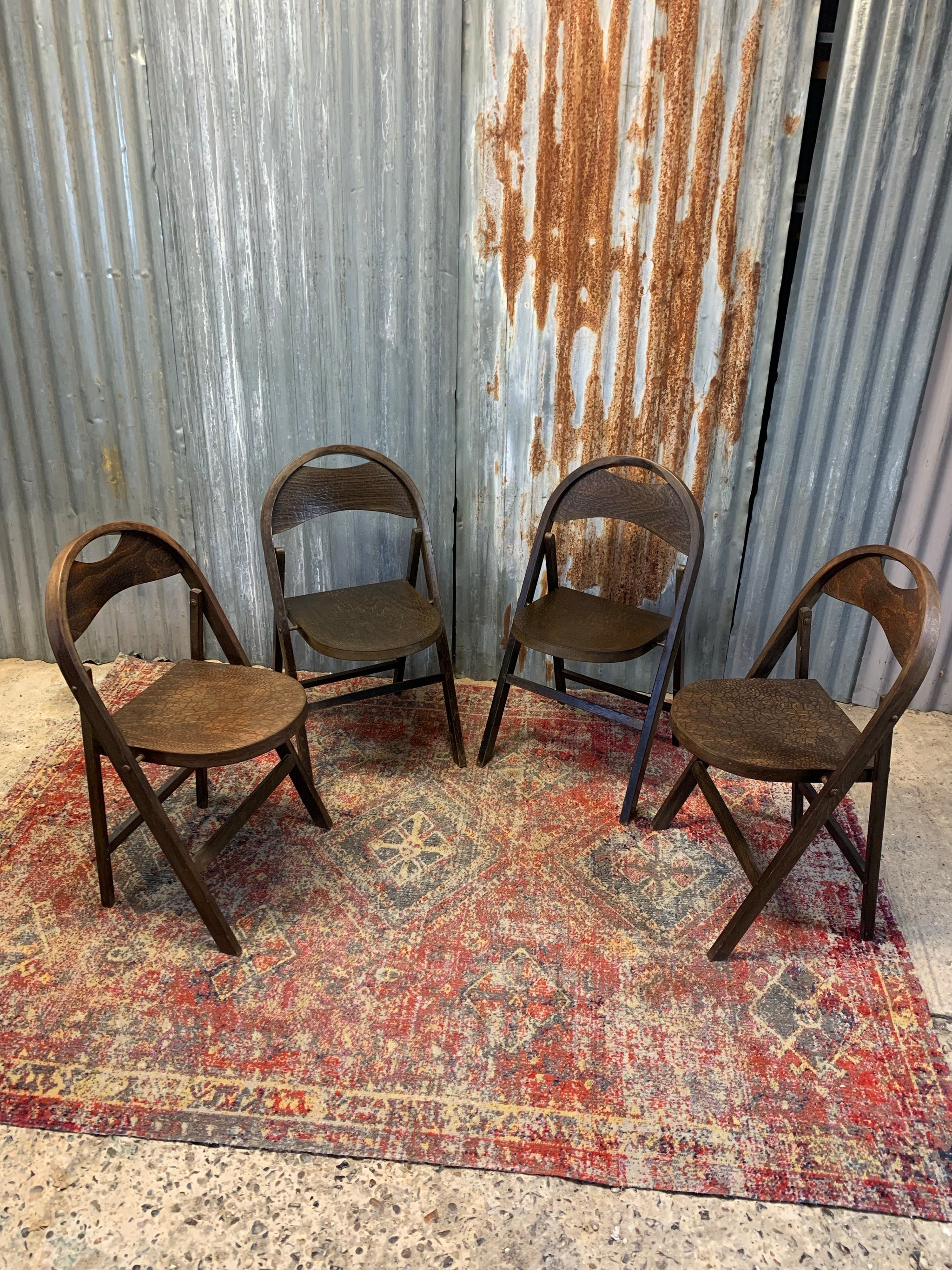 A pair of Bauhaus bentwood crocodile chairs by Thonet ~ dark