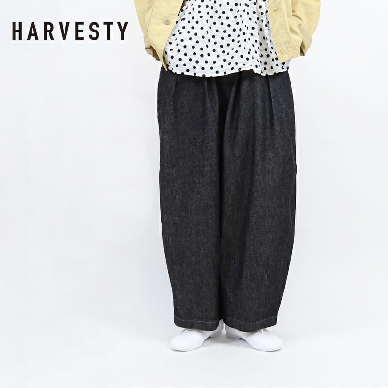 ハーベスティ HARVESTY/ブラックデニム サーカスパンツ/A12410/ワイド