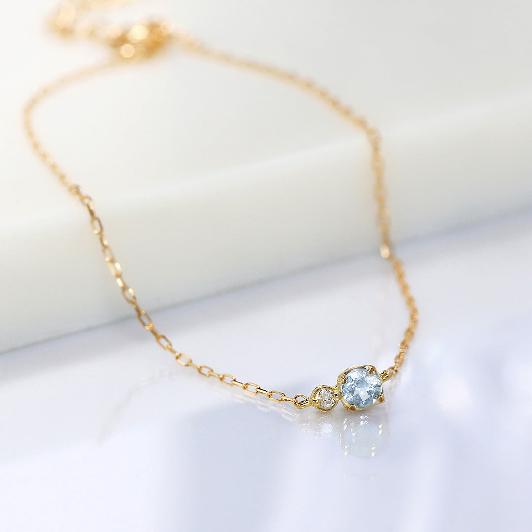 即日発送】アクアマリン×ダイヤモンド K18/K10ブレスレット・リゼッテ