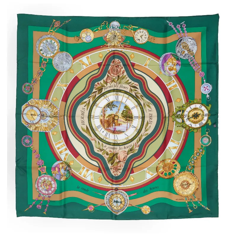 エルメス カレ90 スカーフ シルク グリーン 花の中で過ごす時間