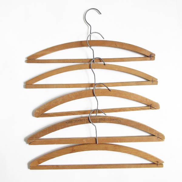 USA ヴィンテージ ロゴ入り 木製 ウッド ハンガー 3本セット