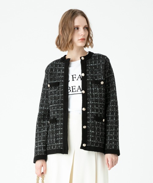 allureville（アルアバイル）の「ニットチェックツイードジャケット