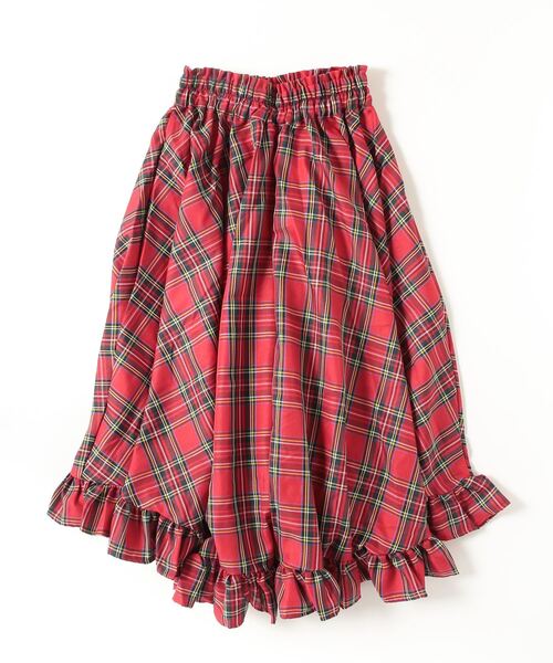 PINK HOUSE 裾フリルロングスカート ピコフリル ロングスカート レッド