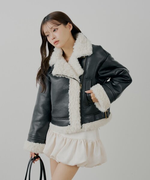 セール】ボアレザーライダースジャケット（その他アウター）｜Chico