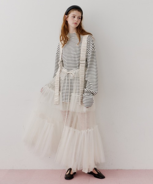 シースルーボリュームチュールデザインジレ（ベスト）｜J1U by LA