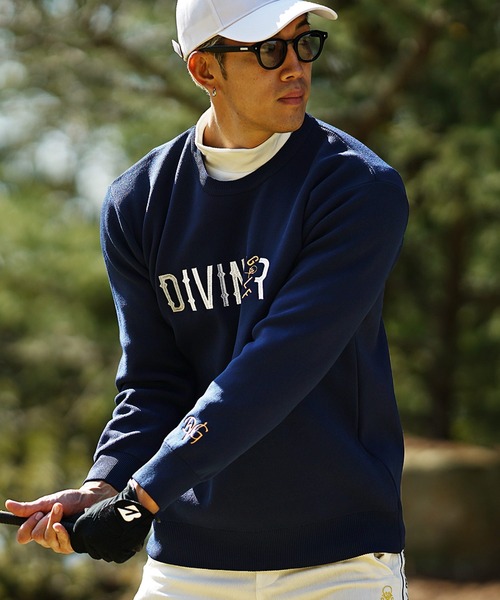 セール】【DIVINER GOLF】ロゴ刺繍長袖ニット メンズ ゴルフウェア