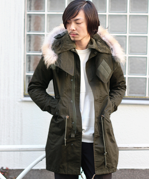 Luisルイスのレザー ファー付き レザーモッズコートbacklash愛好家に