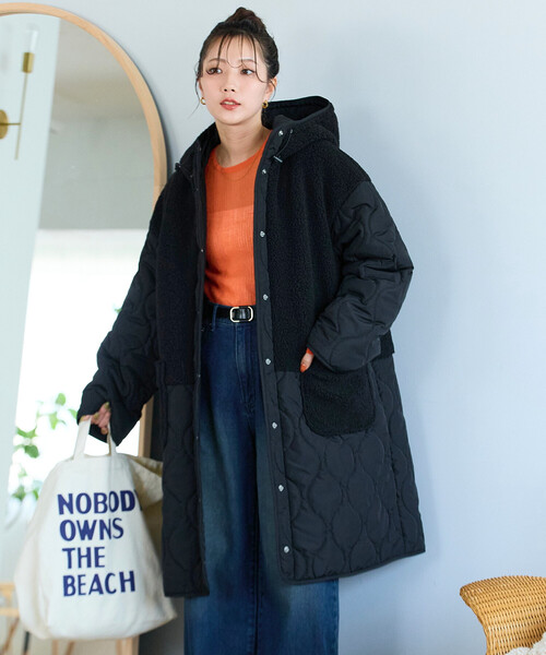 セール】限定展開 ボア×キルティング 切り替え ロングコート（その他