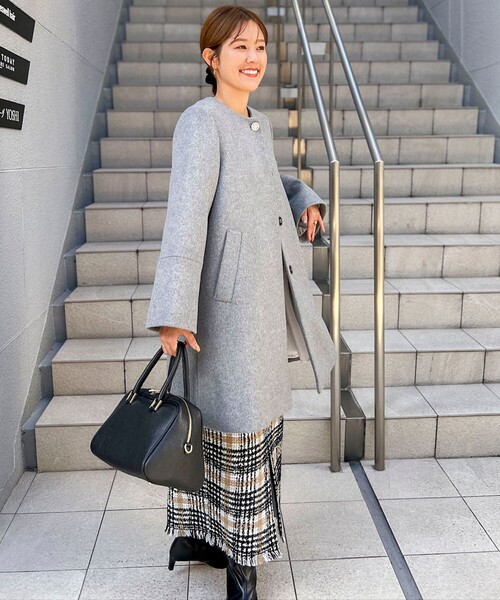 NOLLEY'S（ノーリーズ）の「カシミヤ混ビジューブローチ付きコート