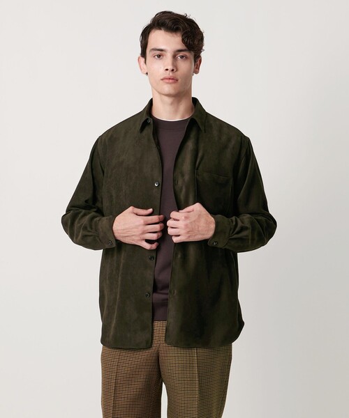 セール】スエードライク レギュラーカラー オーバーシャツ（シャツ