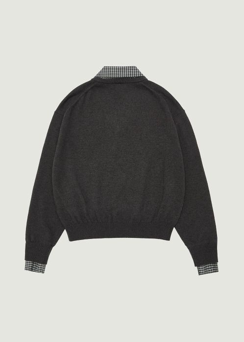 GROVE】25FW EVIE CHECK COLLAR KNIT ナヨンモデル (GROVE/スウェット
