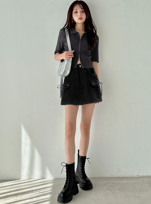 インパン裏地付きリボンカーゴミニスカート[nh135] | レディース