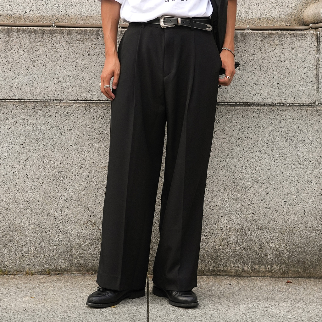 JIL SANDER センタープレススラックス 1タック ブラック サイズ46ジル