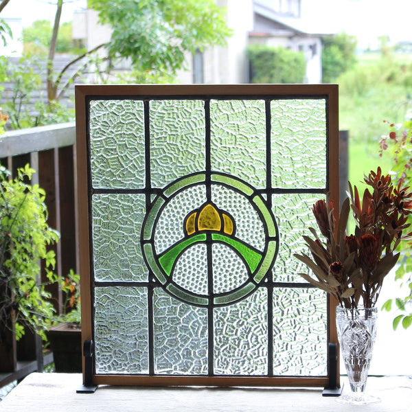 西洋アンティーク 大 ステンドグラス 直径40.5 アートパネル FG175