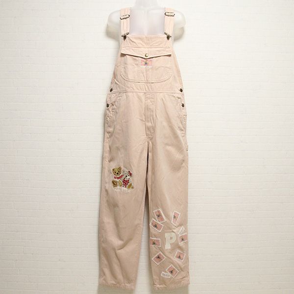 ピンクハウス くまさん オーバーオール 日本製 ピンク系ペアくま刺繍
