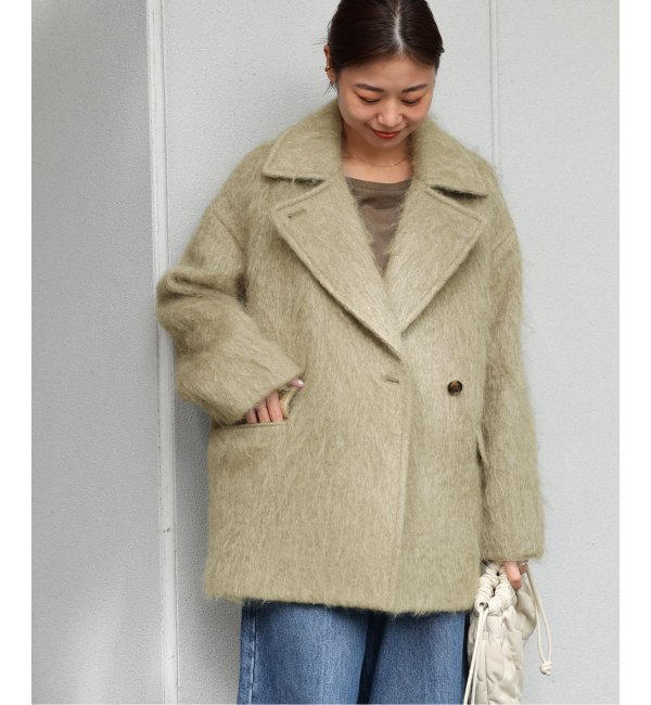JIL SANDER モヘヤ混 ミックスツイード チェスターコート ヘリンボーン