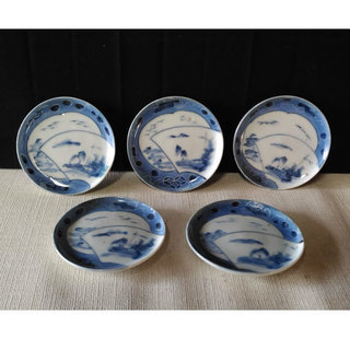 古伊万里 豆皿 5枚 染付 江戸期 a504 古伊万里 豆皿 5