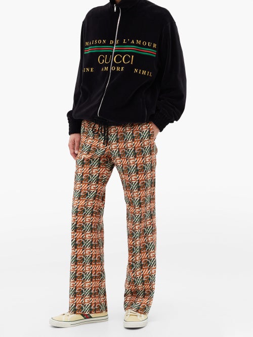 Gucci Maison De L'Amour Embroidered Velour Track Jacket - Black
