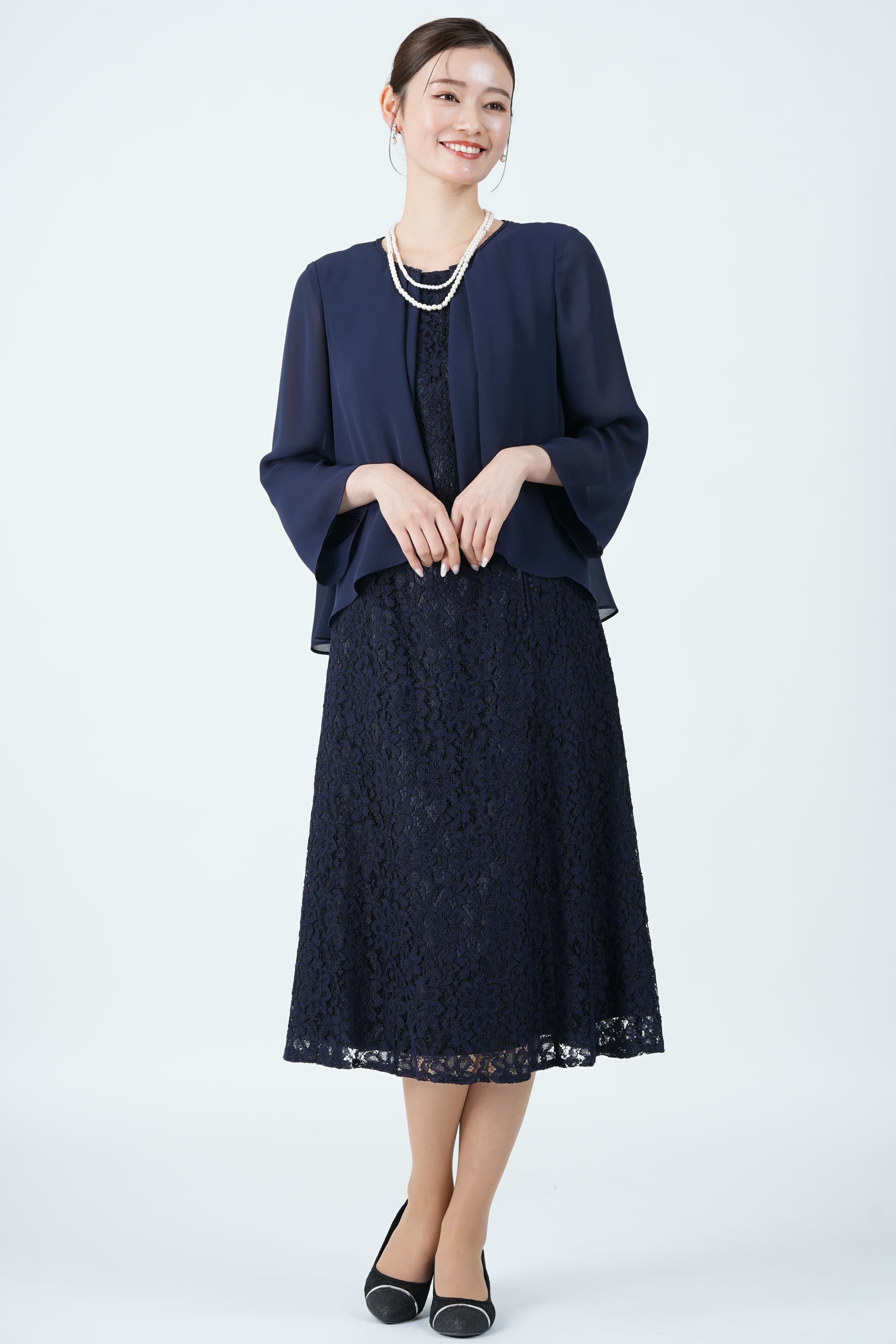 Apploberry 東京ソワール シフォンカバーアップ×総レースネイビー